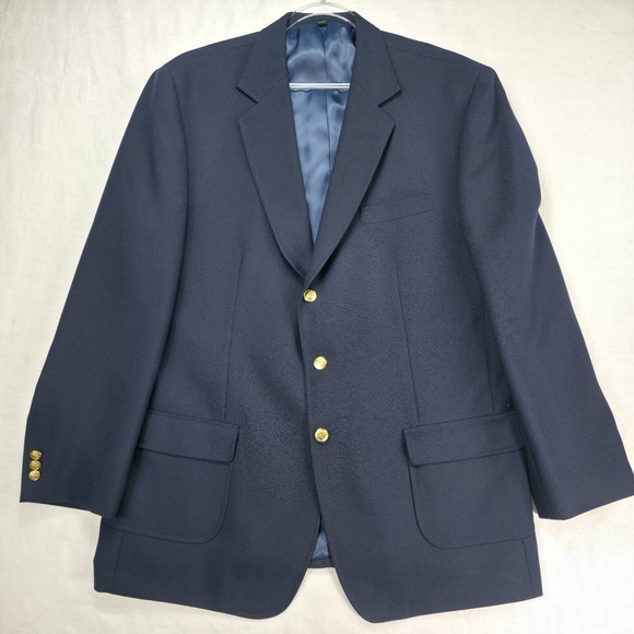 ORVIS Traveler Hopsack Blazer 48L Long Blue 3/2 Roll Sport Coat USA Gold Button